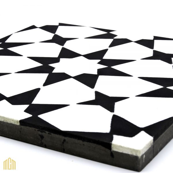 Moroccan Handmade Cement Tiles 8 Inch x 8 Inch Black And White ...